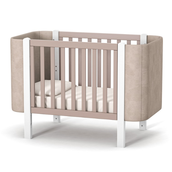 Dětská designová rostoucí postýlka Zukko Soft Gekko Kids 120x60. Cappuccino / Bílá